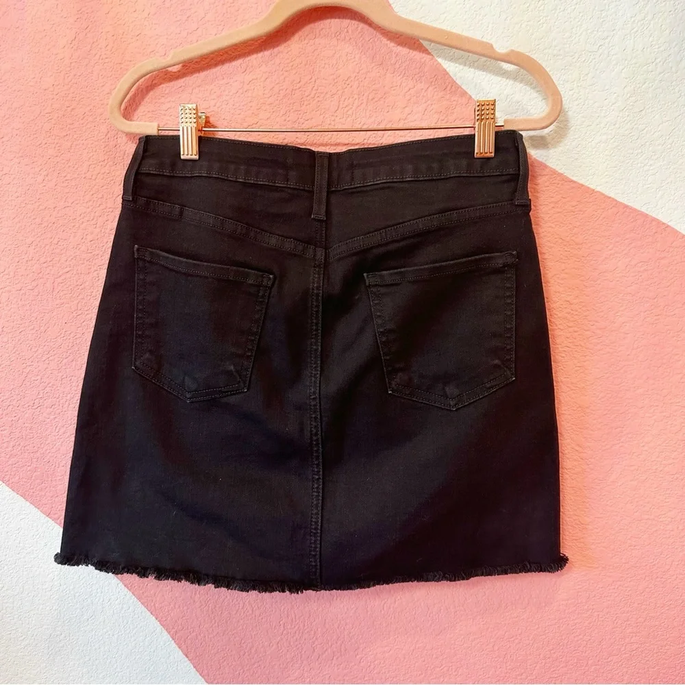 Just Black Denim Black Button Fly Mini Skirt Raw Hem Medium - Picture 3 of 6